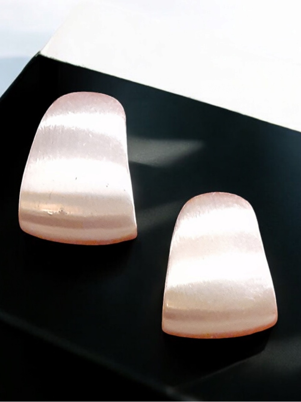 Vintage Monet Brushed Satin  Silver Tone Color Finish Dome Half Hoop Earrings